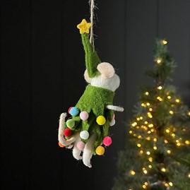 Mouse Dressed As Christmas Tree Hanging Decoration