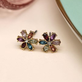 Multicolour Crystal Flower Stud Earrings Multicolour Crystal Flower Stud Earrings