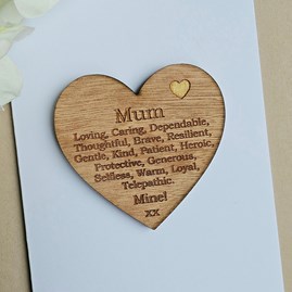 'Mum Mine!' Wooden Heart Token and Card 'Mum Mine!' Wooden Heart Token and Card
