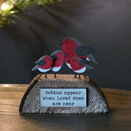 Mum Robin and Chicks Decoration on Base