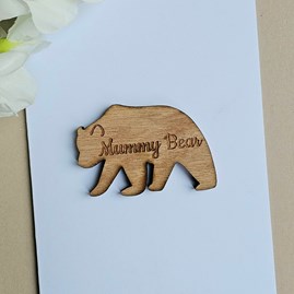 'Mummy Bear' Wooden Token and Card