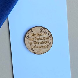 'My Dad Is The Best Dad' Wooden World Token and Card 'My Dad Is The Best Dad' Wooden World Token and Card