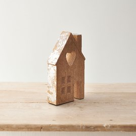 Natural Wooden Tall House With Heart Natural Wooden Tall House With Heart