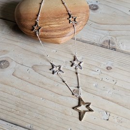 Open Stars Necklace in Silver and Gold Open Stars Necklace in Silver and Gold