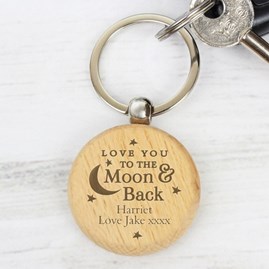 Personalised 'Moon And Back' Wooden Keyring Personalised 'Moon And Back' Wooden Keyring