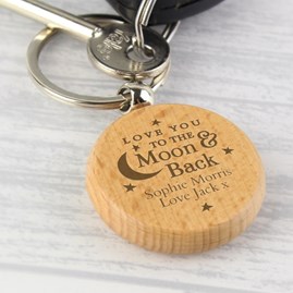 Personalised 'Moon And Back' Wooden Keyring Personalised 'Moon And Back' Wooden Keyring
