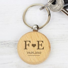 Personalised 'Our Initials' Wooden Keyring Personalised 'Our Initials' Wooden Keyring
