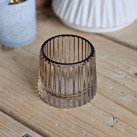 Pale Pink Glass Tea Light Holder