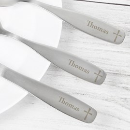Personalised 3 Piece Cross Cutlery Set Personalised 3 Piece Cross Cutlery Set