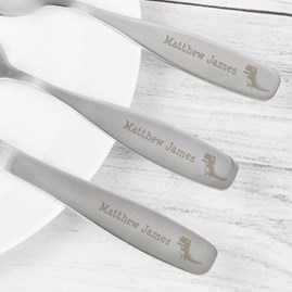 Personalised 3 Piece Dinosaur Cutlery Set Personalised 3 Piece Dinosaur Cutlery Set