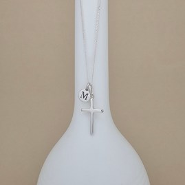 Personalised 925 Silver Christening Cross Necklace Personalised 925 Silver Christening Cross Necklace
