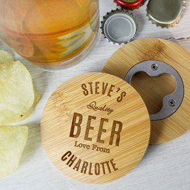 Personalised Bamboo Bottle Opener Coaster Personalised Bamboo Bottle Opener Coaster