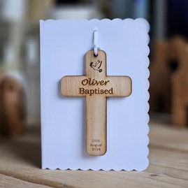 Personalised Baptism Cross Hanging Decoration Card Personalised Baptism Cross Hanging Decoration Card
