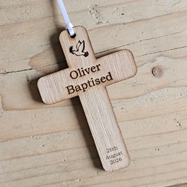 Personalised Baptism Cross Hanging Decoration Card Personalised Baptism Cross Hanging Decoration Card
