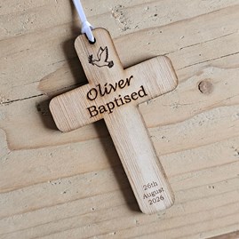 Personalised Baptism Cross Hanging Decoration Card Personalised Baptism Cross Hanging Decoration Card
