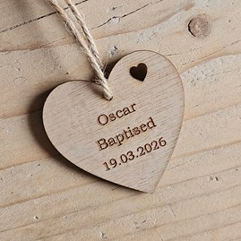 Personalised Baptism Hanging Heart Decoration Card Personalised Baptism Hanging Heart Decoration Card