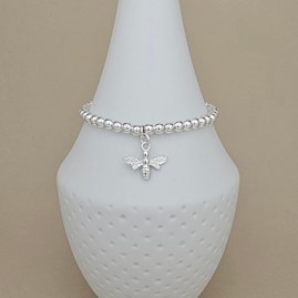 Personalised Beaded Bracelet with Bee Charm Personalised Beaded Bracelet with Bee Charm