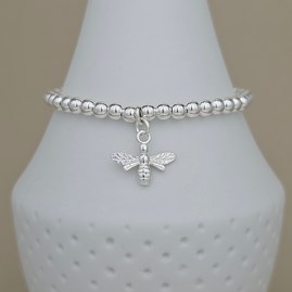 Personalised Beaded Bracelet with Bee Charm Personalised Beaded Bracelet with Bee Charm