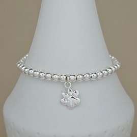 Personalised Beaded Bracelet With Paw Print Charm Personalised Beaded Bracelet With Paw Print Charm