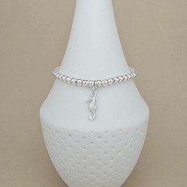 Personalised Beaded Bracelet with Seahorse Charm Personalised Beaded Bracelet with Seahorse Charm