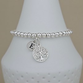 Personalised Beaded Bracelet with Tree Of Life Charm Personalised Beaded Bracelet with Tree Of Life Charm