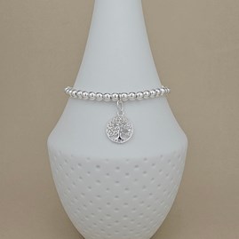 Personalised Beaded Bracelet with Tree Of Life Charm Personalised Beaded Bracelet with Tree Of Life Charm