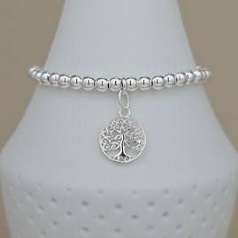 Personalised Beaded Bracelet with Tree Of Life Charm Personalised Beaded Bracelet with Tree Of Life Charm