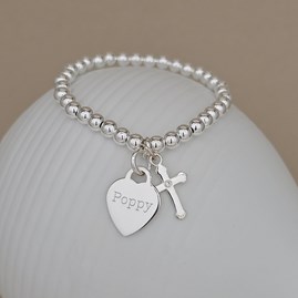 Personalised Children's Confirmation Cross Bead Bracelet