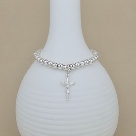 Personalised Children's Silver Crucifix Beaded Bracelet Personalised Children's Silver Crucifix Beaded Bracelet