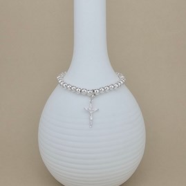 Personalised Children's Silver Crucifix Beaded Bracelet Personalised Children's Silver Crucifix Beaded Bracelet