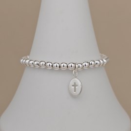 Personalised Child's Christening Cross Bead Bracelet Personalised Child's Christening Cross Bead Bracelet
