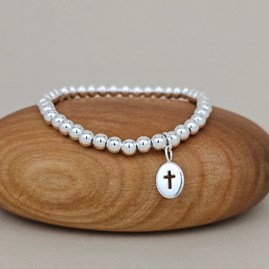 Personalised Child's Confirmation Cross Bead Bracelet Personalised Child's Confirmation Cross Bead Bracelet