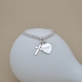 Personalised Child's First Holy Communion Cross Skinny Bracelet Personalised Child's First Holy Communion Cross Skinny Bracelet