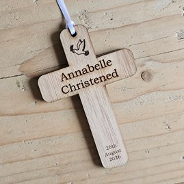 Personalised Christening Cross Hanging Decoration Card Personalised Christening Cross Hanging Decoration Card