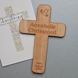 Personalised Christening Cross Wooden Decoration Personalised Christening Cross Wooden Decoration