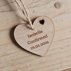 Personalised Confirmation Hanging Heart Decoration Card Personalised Confirmation Hanging Heart Decoration Card