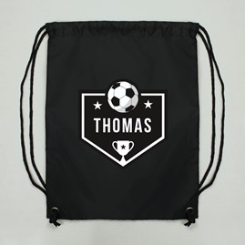 Personalised Drawstring Kit Bag with Football Banner Personalised Drawstring Kit Bag with Football Banner