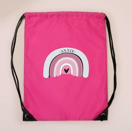 Personalised Drawstring Kit Bag with Rainbow Personalised Drawstring Kit Bag with Rainbow
