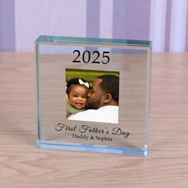 Personalised 'First Father's Day' Photo Glass Token Personalised 'First Father's Day' Photo Glass Token