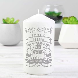 Personalised Grey Papercut Style Pillar Candle Personalised Grey Papercut Style Pillar Candle