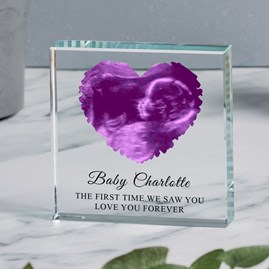 Personalised Heart Baby Scan Glass Token