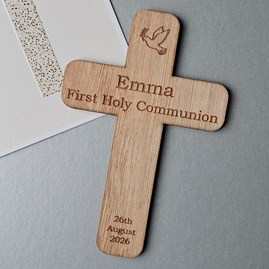 Personalised Holy Communion Cross Wooden Decoration Personalised Holy Communion Cross Wooden Decoration