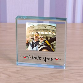 Personalised 'I Love You' Photo Glass Token Personalised 'I Love You' Photo Glass Token