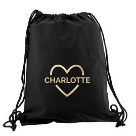 Personalised Drawstring Kit Bag with Gold Heart Personalised Drawstring Kit Bag with Gold Heart