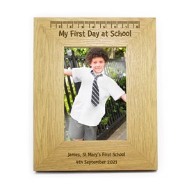 Personalised 'My First Day at School' Wooden Photo Frame