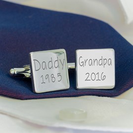Personalised Name And Date Silver Cufflinks Personalised Name And Date Silver Cufflinks