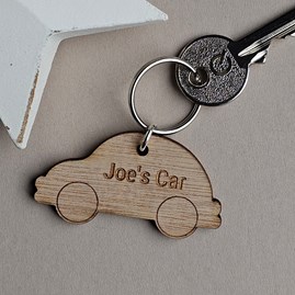 Personalised Name Wooden Car Keyring Personalised Name Wooden Car Keyring
