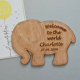 Personalised New Baby 'Welcome' Elephant Decoration Personalised New Baby 'Welcome' Elephant Decoration