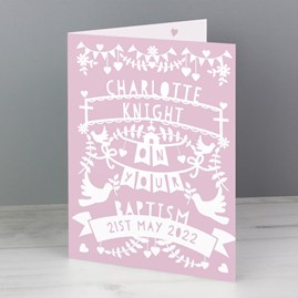Personalised Pink Papercut Style Card Personalised Pink Papercut Style Card