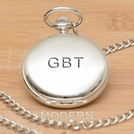 Personalised Polished Silver Initial Pocket Watch